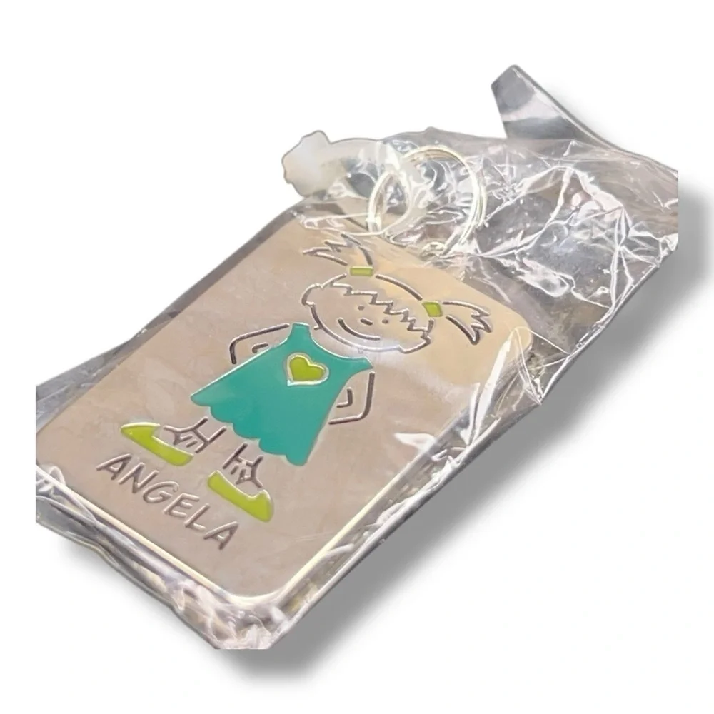 New Ganz Silver Angela Name Tag Charm Childrens Girls Gift NWT Pendant